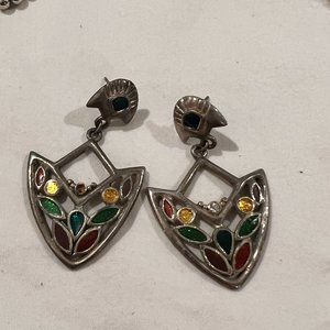Boho Real silver earrings with precious stones